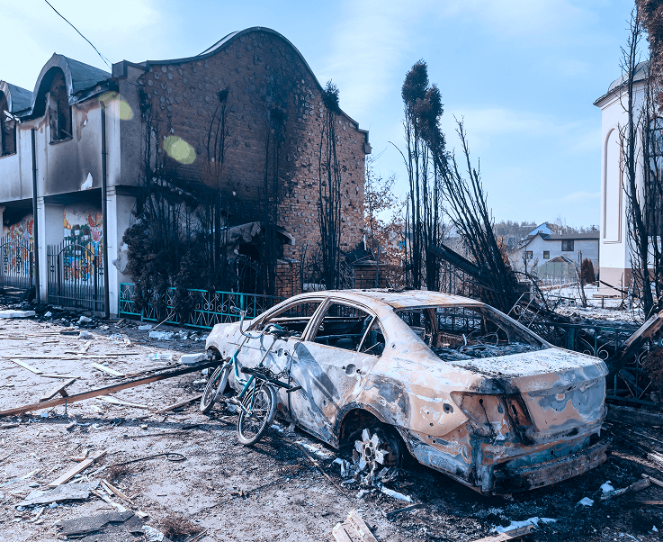 irpin-ukraine-mar-09-2022-war-ukraine-chaos-devastation-outskirts-irpin-damaged-church-burned-car-as-result-bombardment-peaceful-city